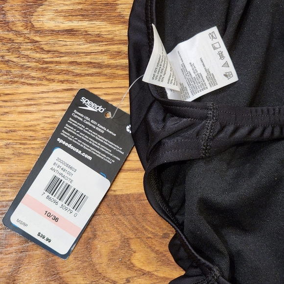 NEW Black Speedo Pro LT Swimsuit Anthracite Black Size 10/36 - Picture 6 of 7